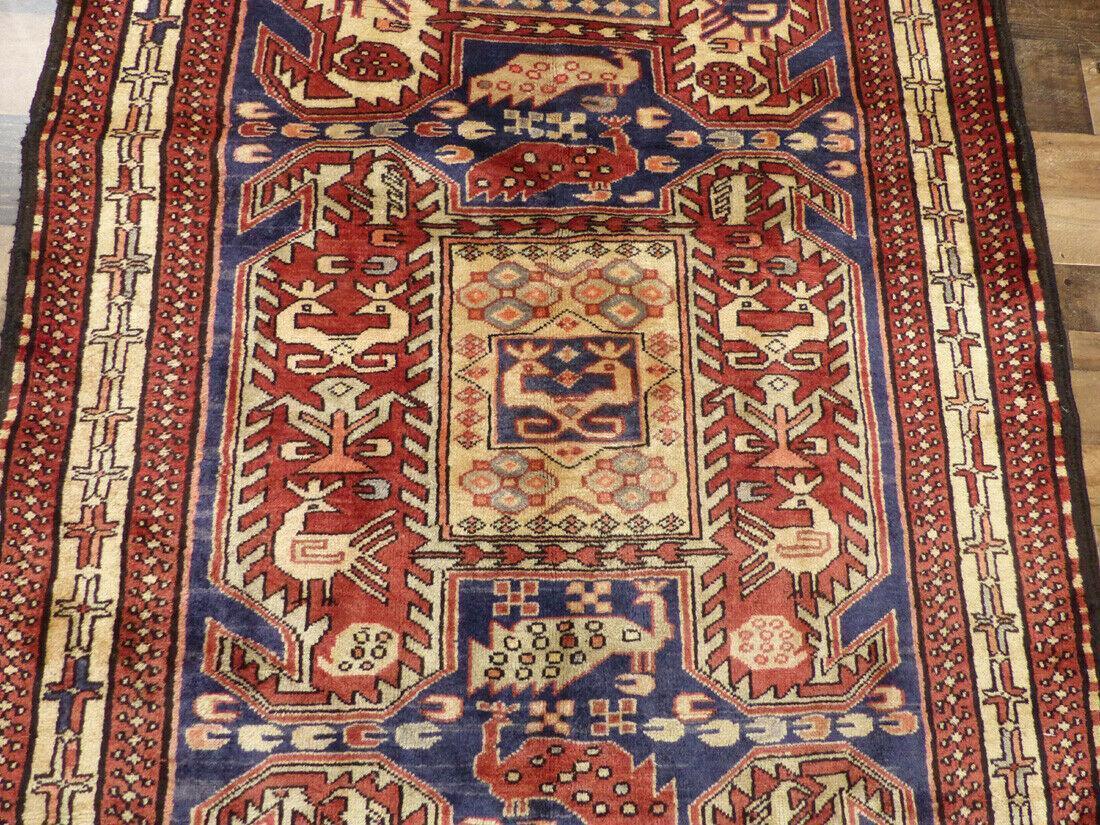 Geometric Meshkin Persian Vintage Runner Rug Handmade Wool Carpet - 4'0"x 10'4" - Nuvé