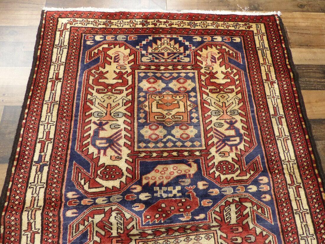 Geometric Meshkin Persian Vintage Runner Rug Handmade Wool Carpet - 4'0"x 10'4" - Nuvé