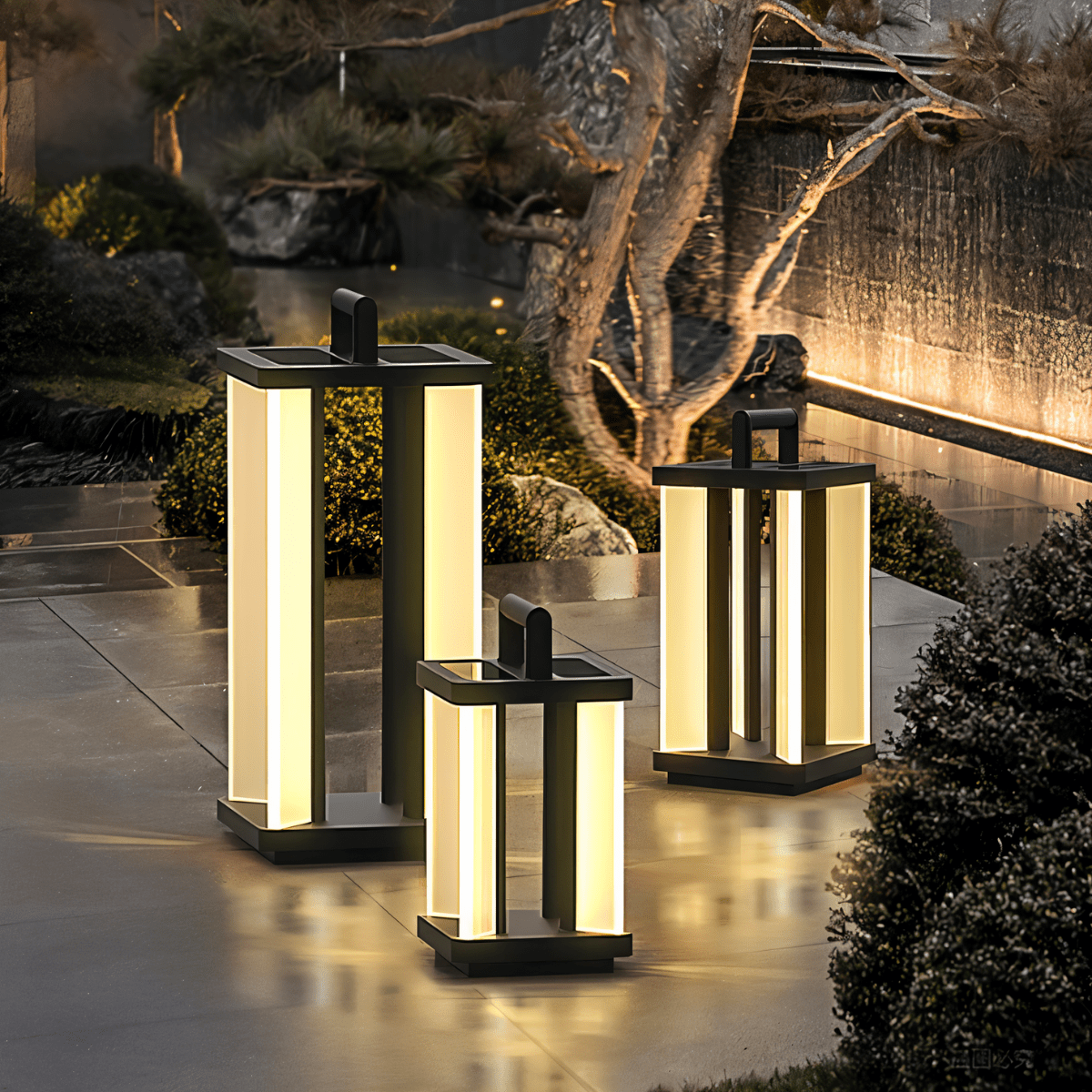Residence Supply Gloza outdoor lamp with sleek design, suitable for garden or patio lighting, in a modern black finish.