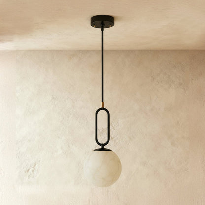 Alabaster pendant light by Residence Supply featuring a smooth, rounded gong-shaped design perfect for modern interiors.