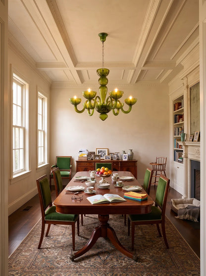 Green Calyx Art Glass Chandelier