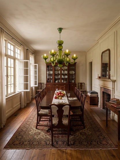 Green Calyx Art Glass Chandelier