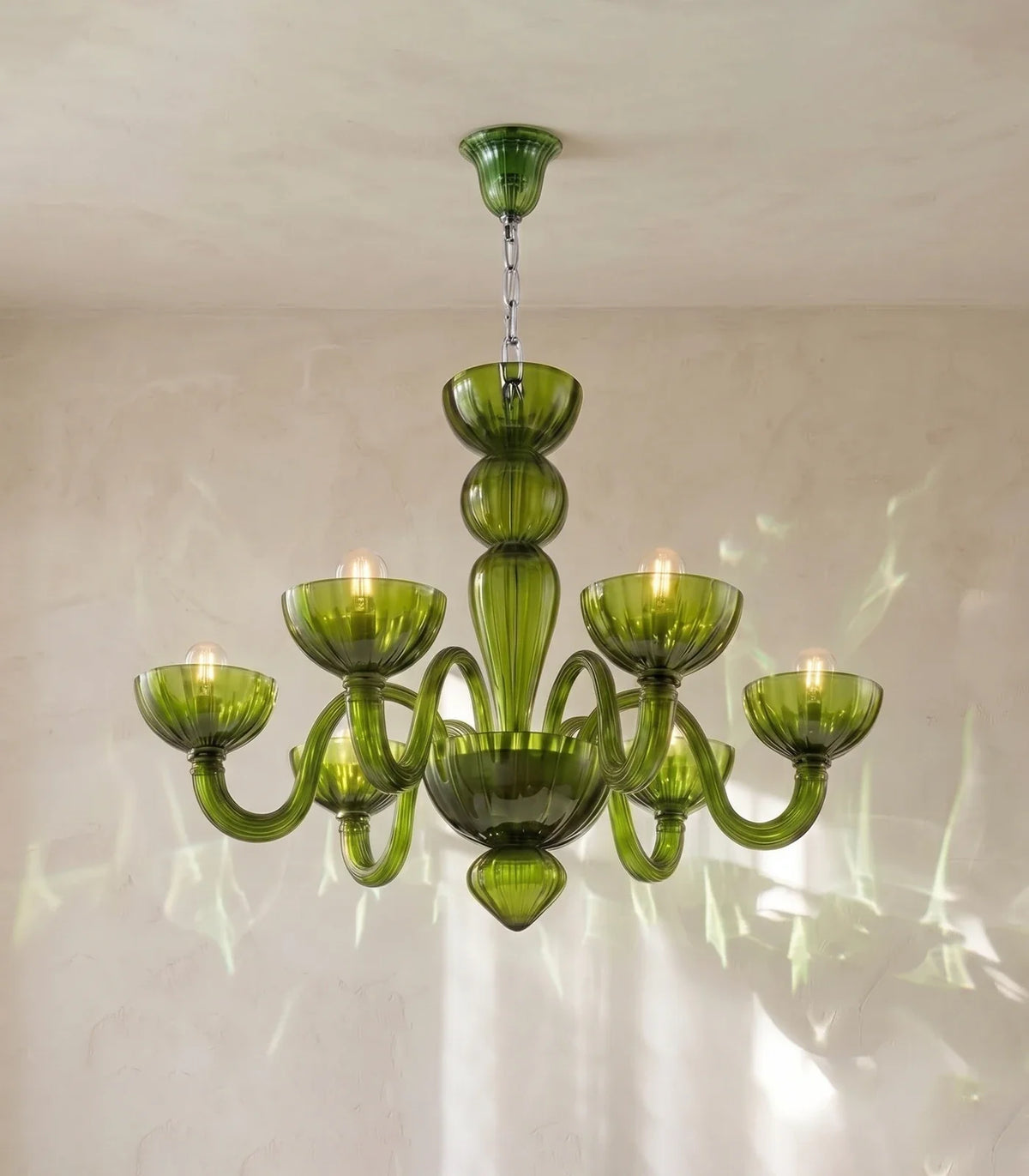 Green Calyx Art Glass Chandelier