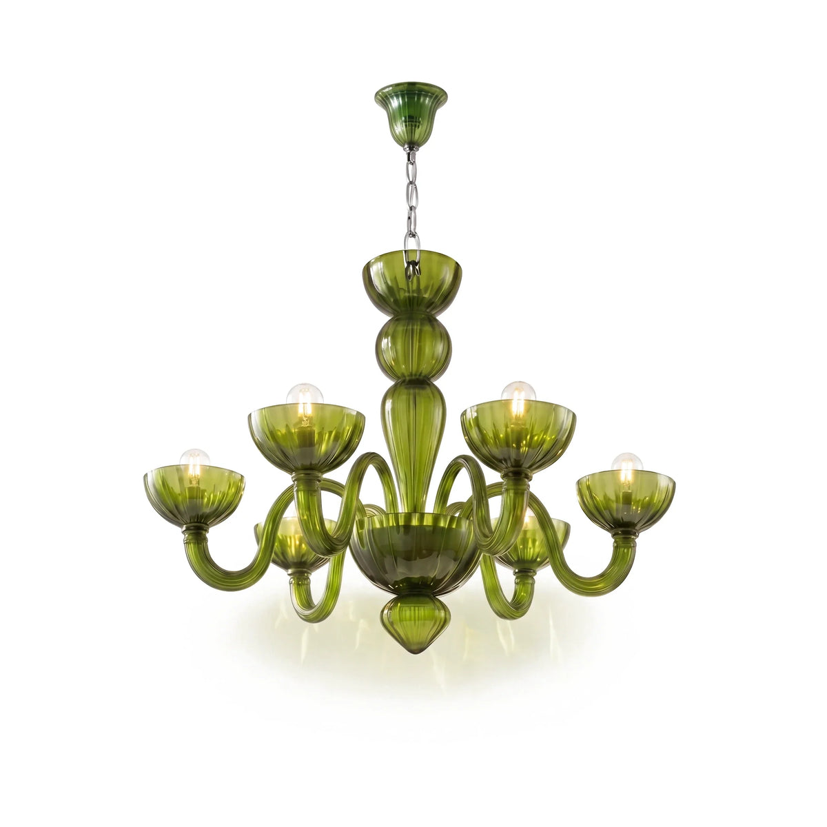 Green Calyx Art Glass Chandelier