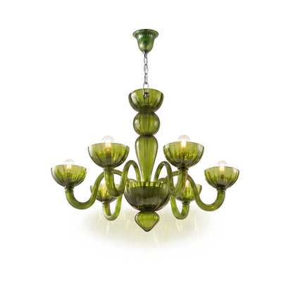 Green Calyx Art Glass Chandelier