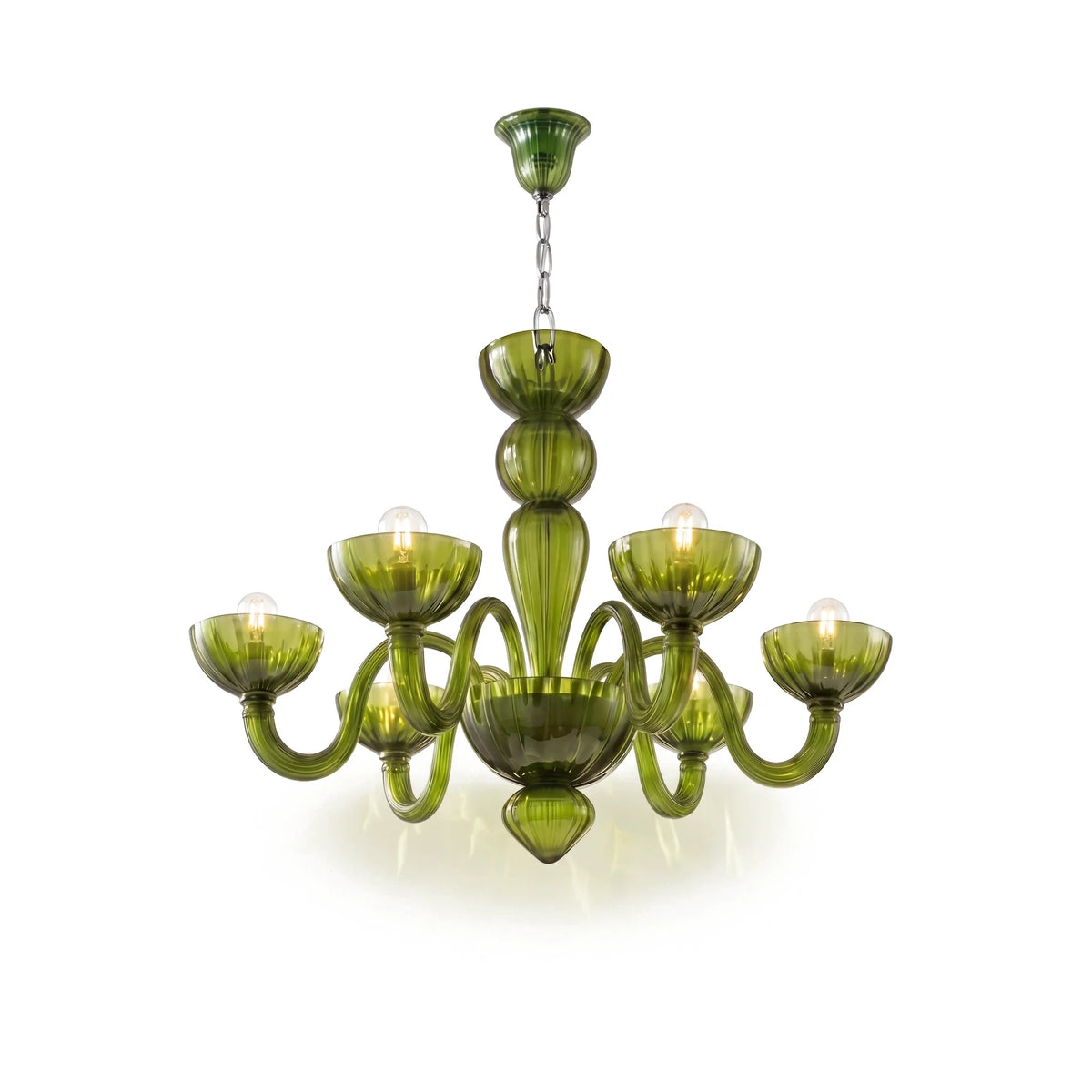 Green Calyx Art Glass Chandelier