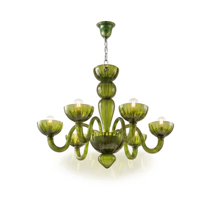 Green Calyx Art Glass Chandelier