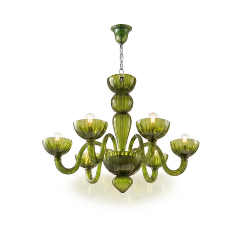 Green Calyx Art Glass Chandelier