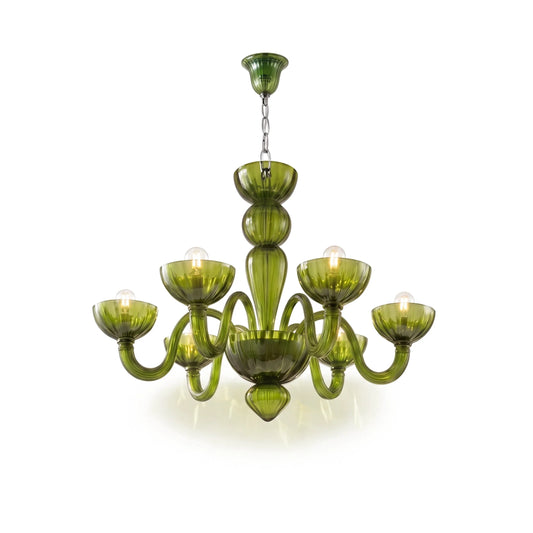 Green Calyx Art Glass Chandelier