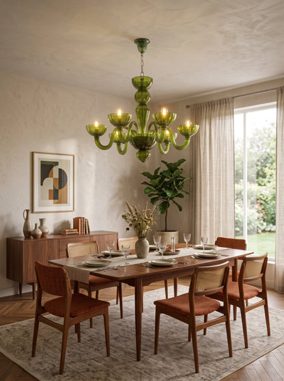 Green Calyx Art Glass Chandelier