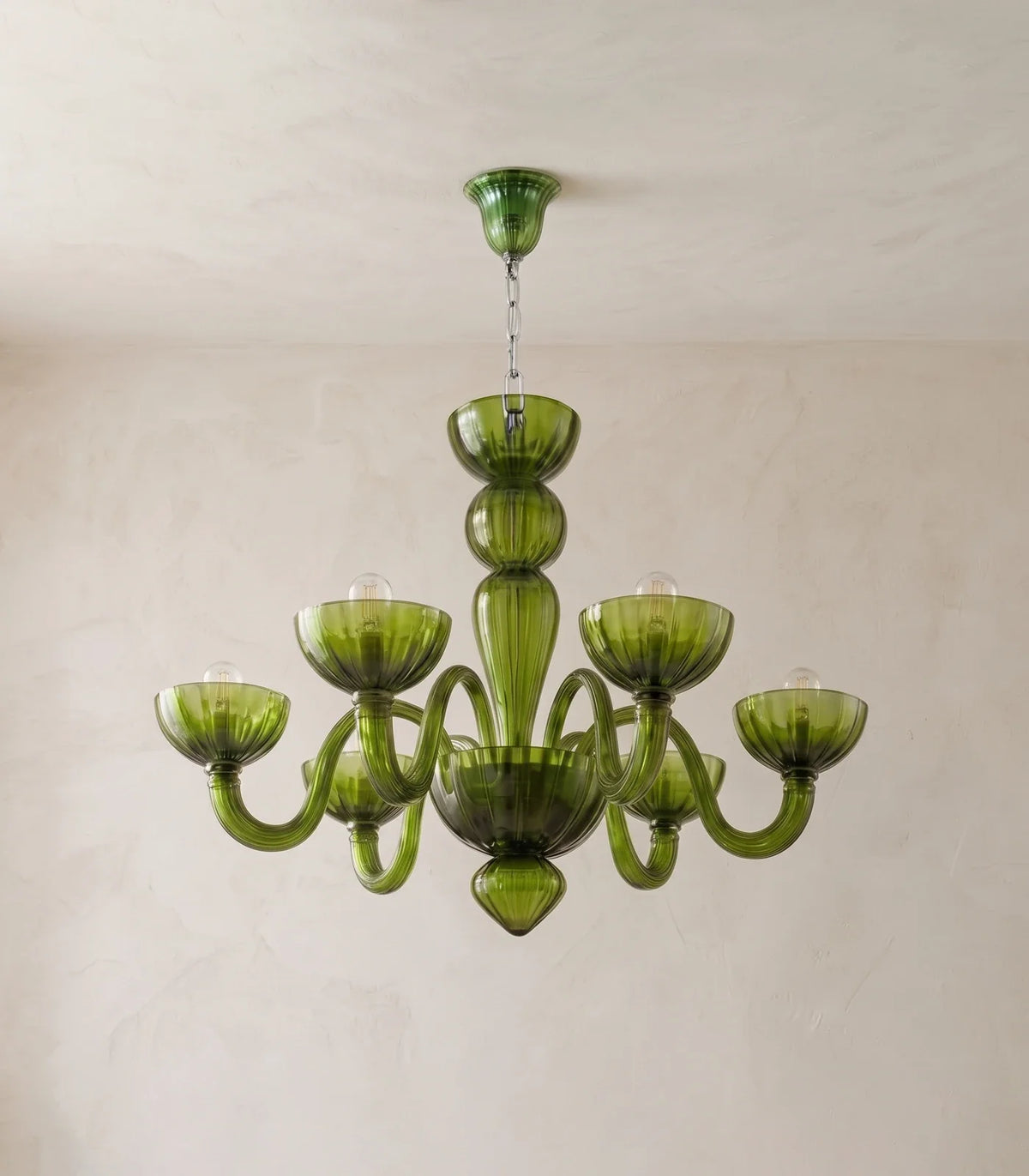 Green Calyx Art Glass Chandelier