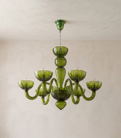 Green Calyx Art Glass Chandelier