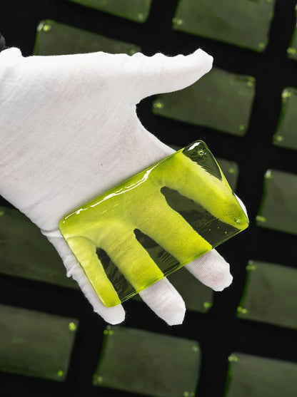Green Glass Drum-Shaped Ceiling Light