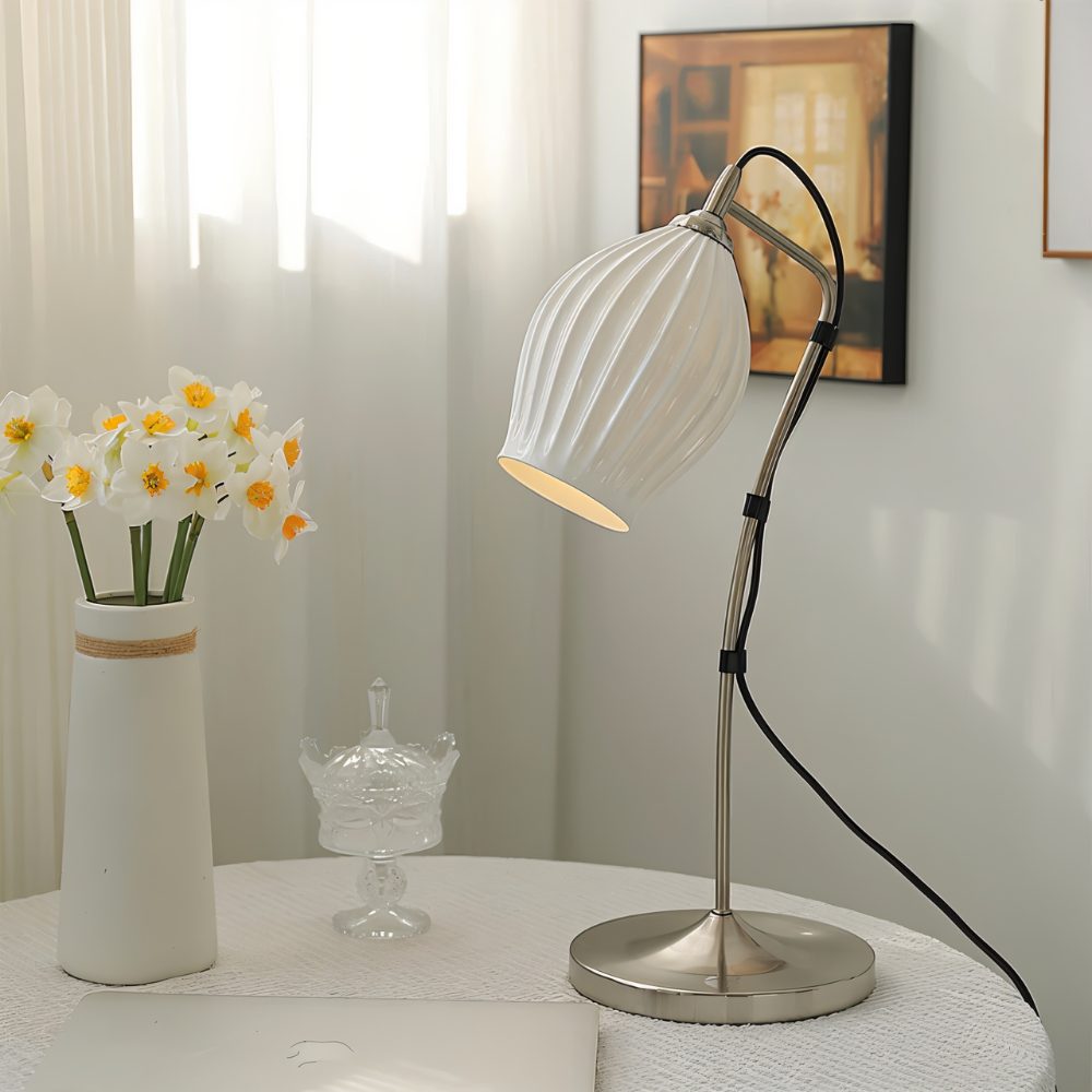 Haela Table Lamp by Residence Supply featuring a sleek modern design with a white fabric shade and wooden base.