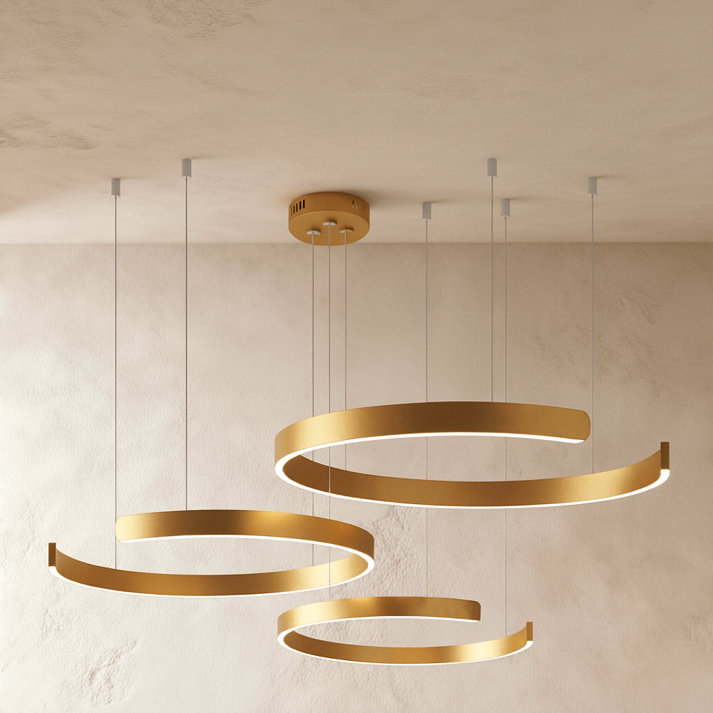 Residence Supply Halo Chandelier with multiple hanging lights and modern design, ideal for elegant home or office lighting.