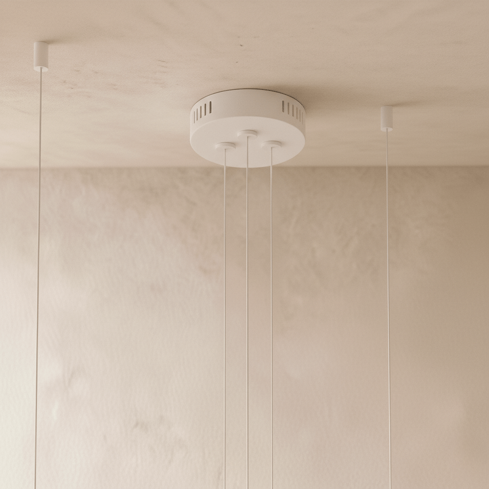 Elegant Halo Chandelier by Residence Supply featuring a circular design with multiple light fixtures and modern glass accents.