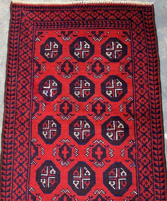 Hand Knotted Afghani Wool Baluch Runner Rug With Rug Pad 2x7 Ft - Nuvé