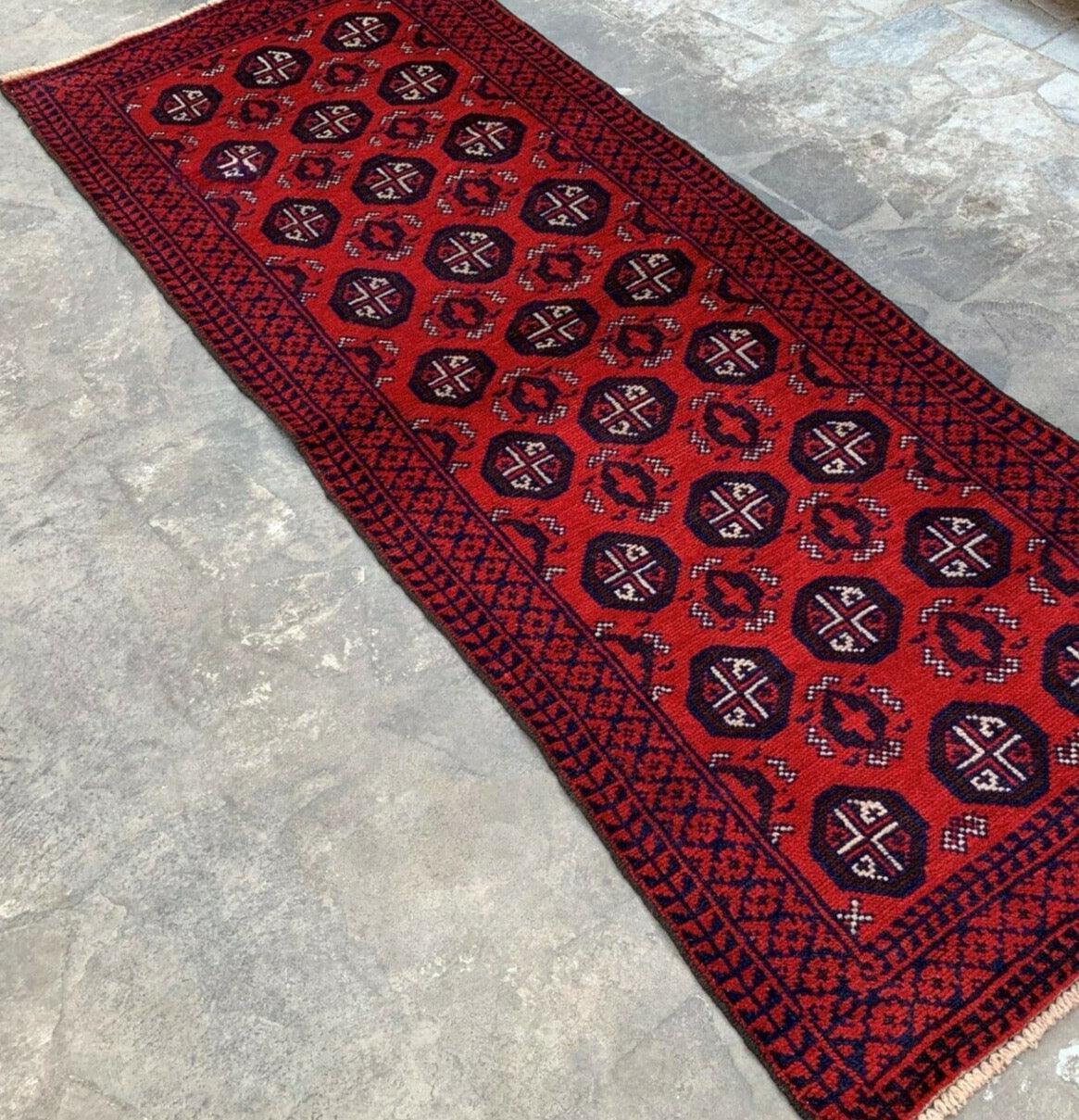 Hand Knotted Afghani Wool Baluch Runner Rug With Rug Pad 2x7 Ft - Nuvé