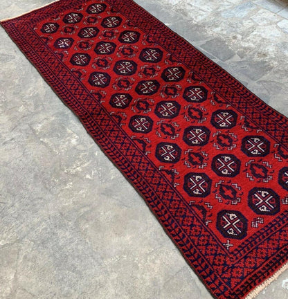 Hand Knotted Afghani Wool Baluch Runner Rug With Rug Pad 2x7 Ft - Nuvé