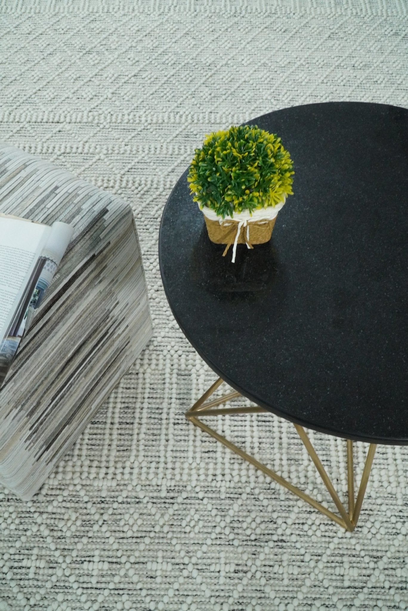 Flatwoven Dhurrie Woolen Chunky and Soft White Wool Area Rug, Living Room and Kids Rug | CAL1 - Nuvé