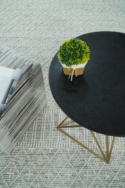 Flatwoven Dhurrie Woolen Chunky and Soft White Wool Area Rug, Living Room and Kids Rug | CAL1 - Nuvé