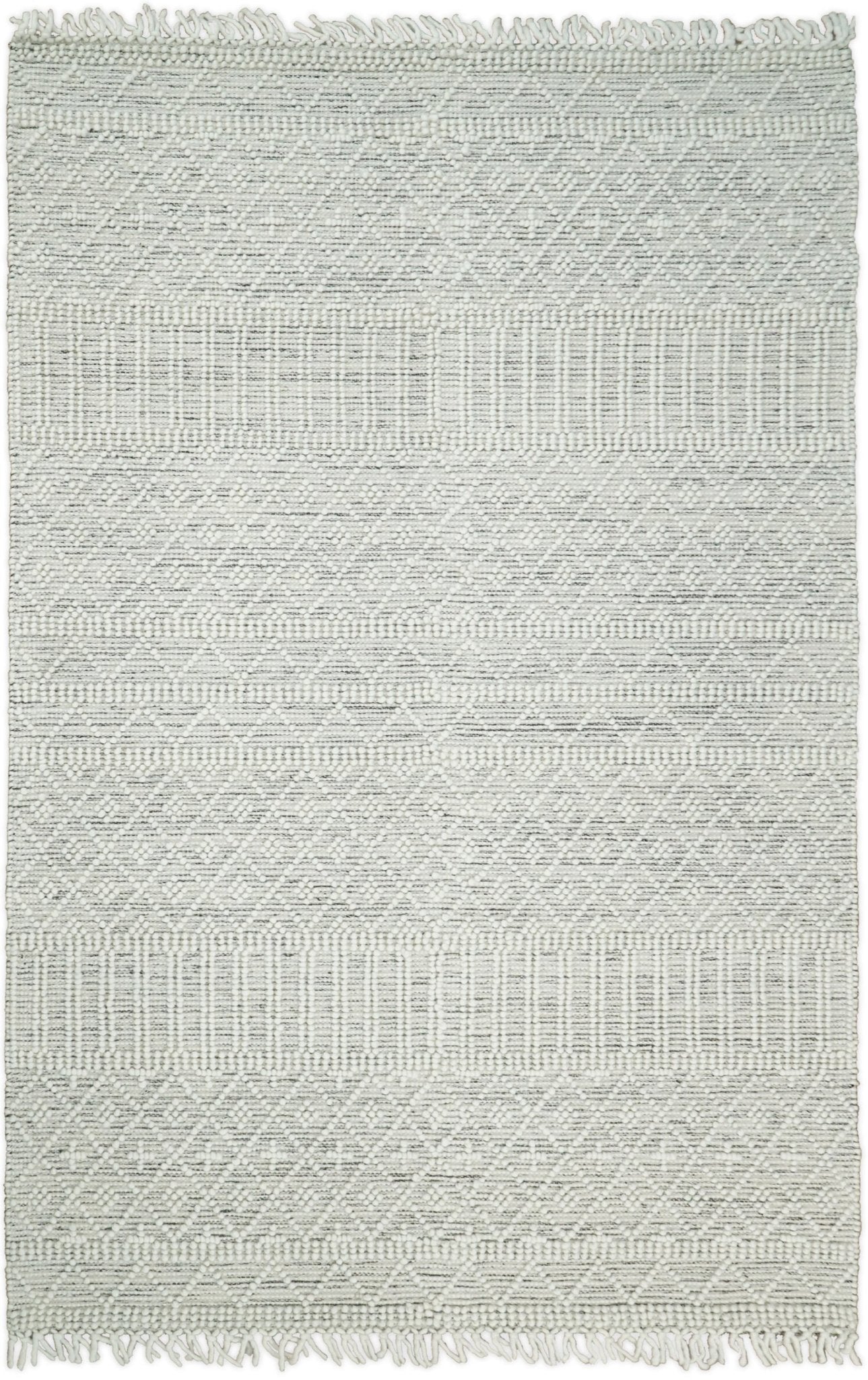 Flatwoven Dhurrie Woolen Chunky and Soft White Wool Area Rug, Living Room and Kids Rug | CAL1 - Nuvé