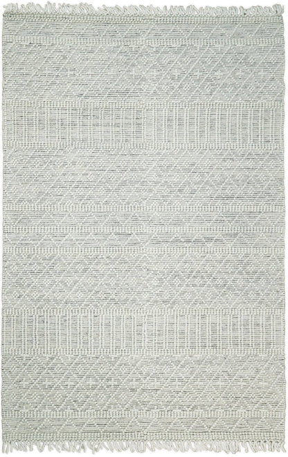 Flatwoven Dhurrie Woolen Chunky and Soft White Wool Area Rug, Living Room and Kids Rug | CAL1 - Nuvé