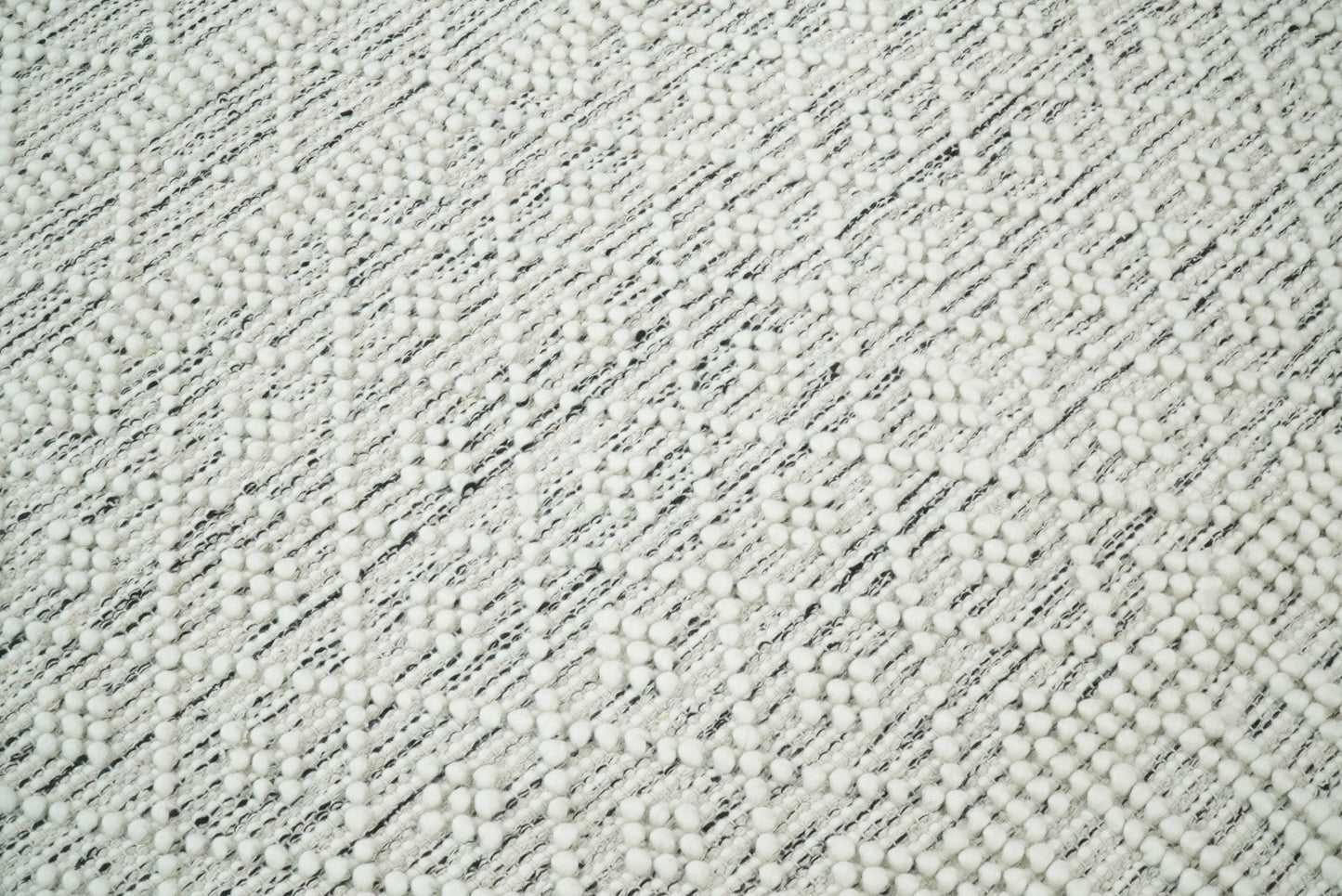 Flatwoven Dhurrie Woolen Chunky and Soft White Wool Area Rug, Living Room and Kids Rug | CAL1 - Nuvé