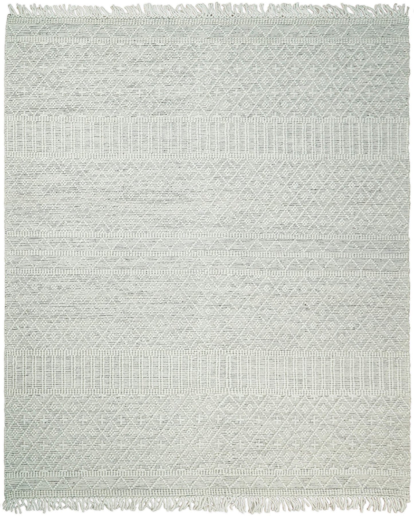 Flatwoven Dhurrie Woolen Chunky and Soft White Wool Area Rug, Living Room and Kids Rug | CAL1 - Nuvé