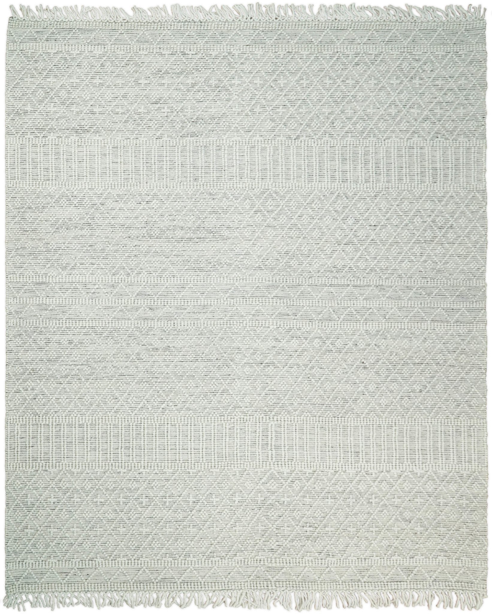 Flatwoven Dhurrie Woolen Chunky and Soft White Wool Area Rug, Living Room and Kids Rug | CAL1 - Nuvé