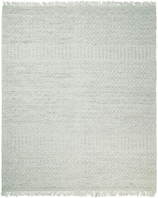 Flatwoven Dhurrie Woolen Chunky and Soft White Wool Area Rug, Living Room and Kids Rug | CAL1 - Nuvé