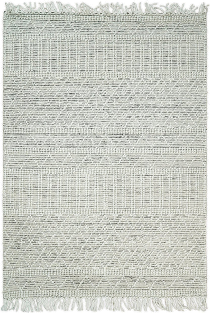 Flatwoven Dhurrie Woolen Chunky and Soft White Wool Area Rug, Living Room and Kids Rug | CAL1 - Nuvé