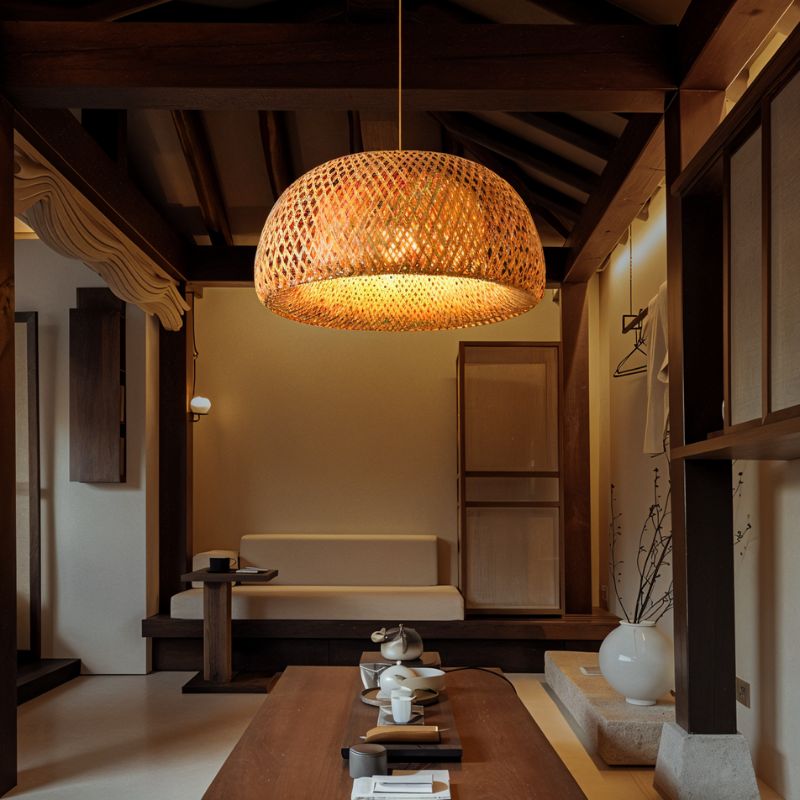 Hand-Weaved Rattan Cocoon Pendant Light - Nuvé