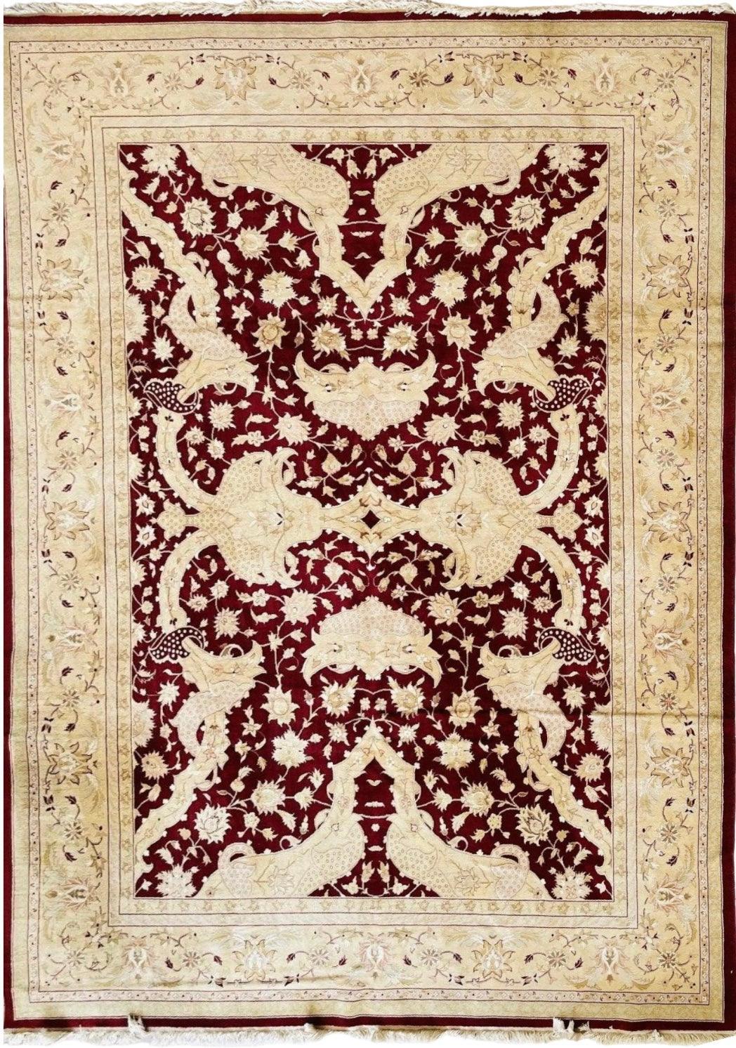 Hand-Knotted Pak-Ziegler Wool Rug – 8'7" x 11'7" – Traditional Design, Warm Earth Tones - Nuvé