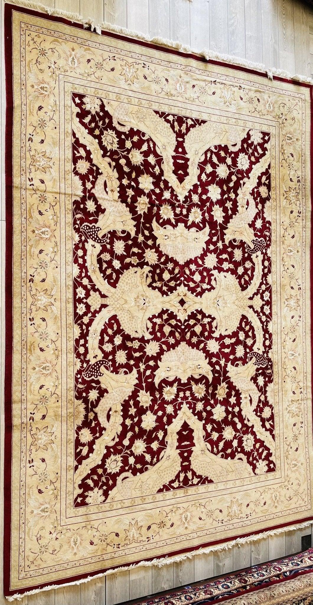 Hand-Knotted Pak-Ziegler Wool Rug – 8'7" x 11'7" – Traditional Design, Warm Earth Tones - Nuvé