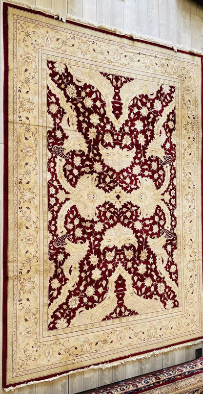 Hand-Knotted Pak-Ziegler Wool Rug – 8'7" x 11'7" – Traditional Design, Warm Earth Tones - Nuvé