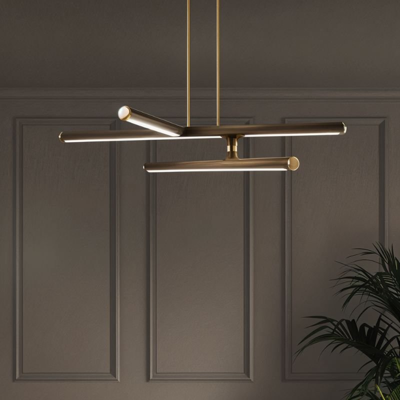 Harbin pendant light by Residence Supply featuring a sleek modern design with a metal shade hanging from a cord.