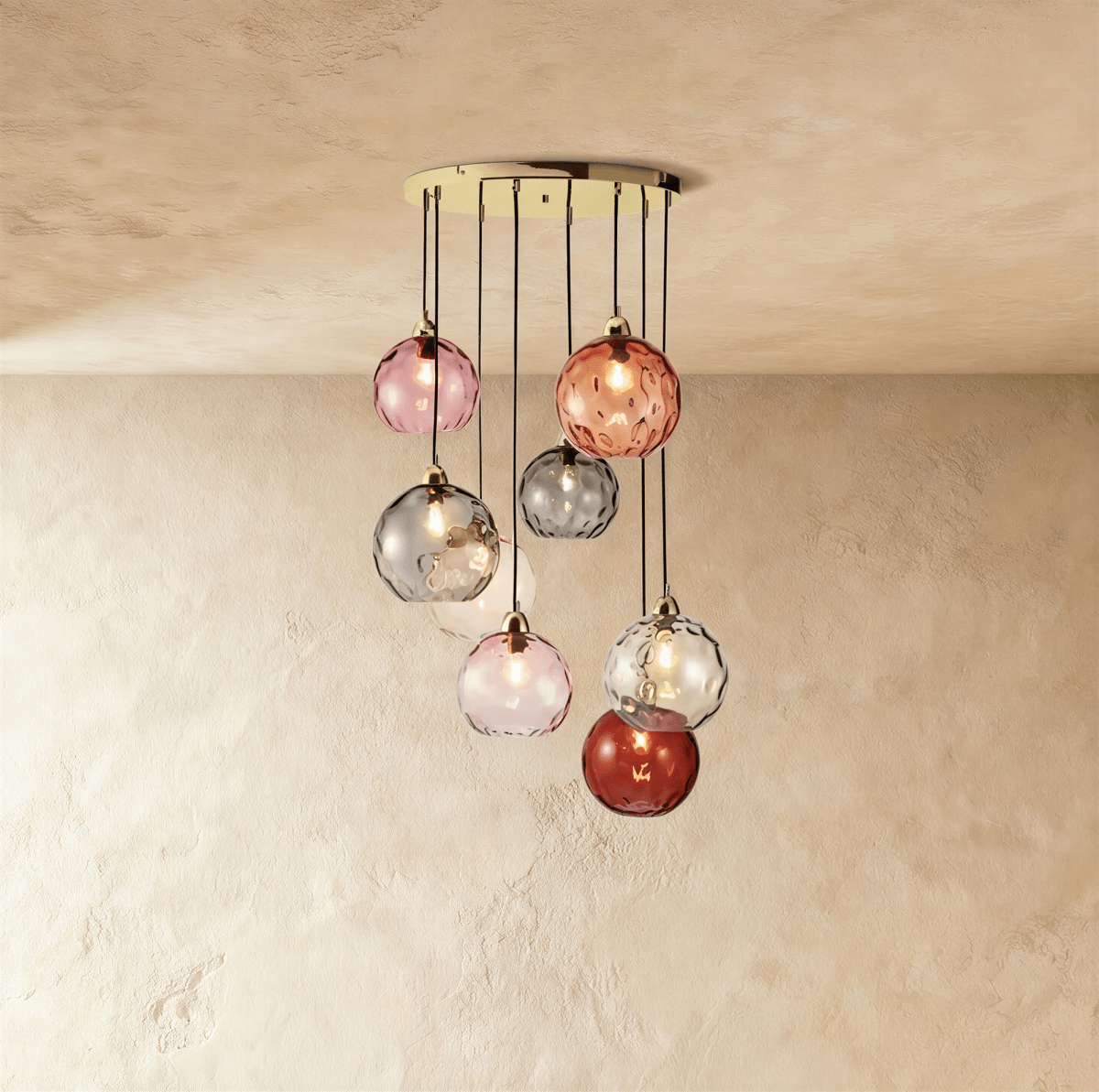 Modern Hea Pendant Light by Residence Supply featuring a sleek design with a metal finish, hanging from a ceiling with visible wiring.