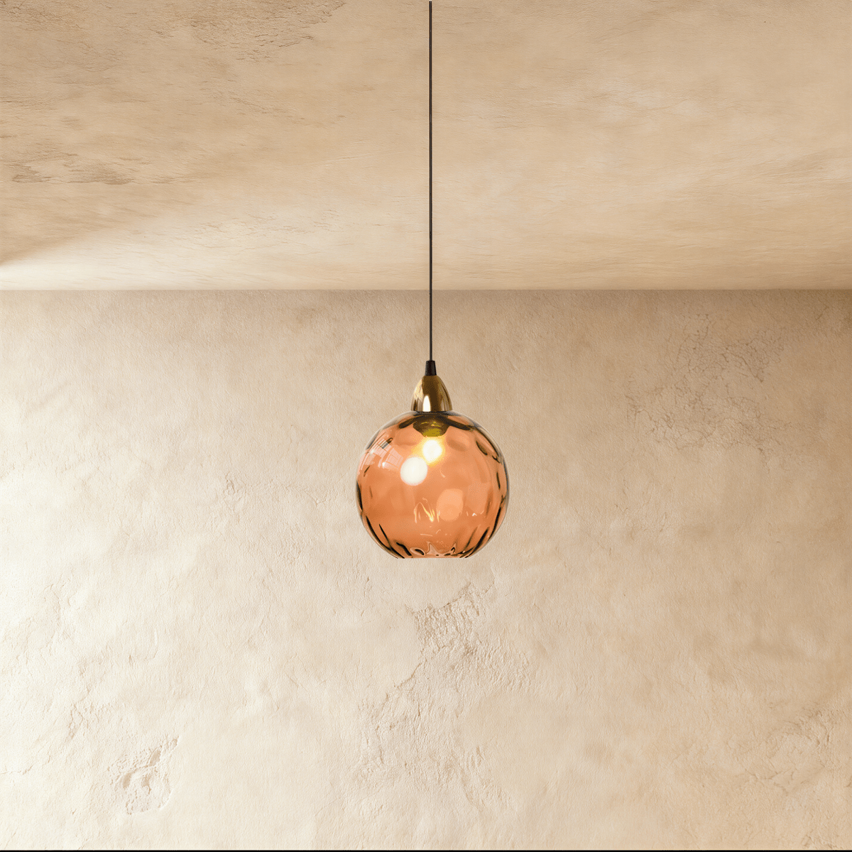 Modern Hea Pendant Light by Residence Supply hanging from ceiling with a sleek design and warm lighting.
