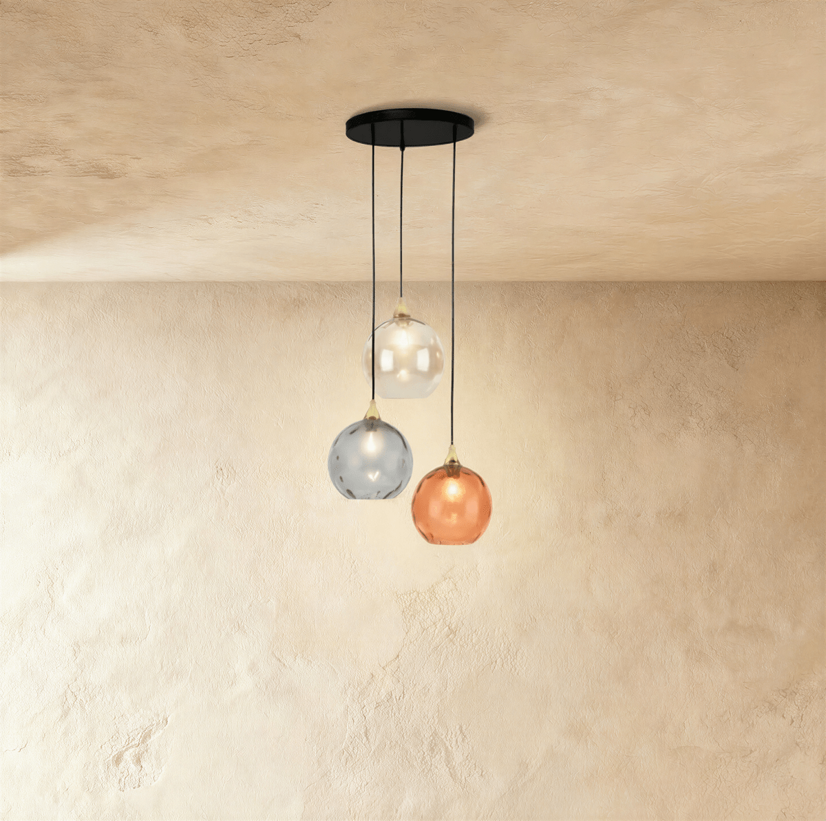 Modern Hea pendant light by Residence Supply featuring a sleek design with a metallic finish and adjustable hanging cords.