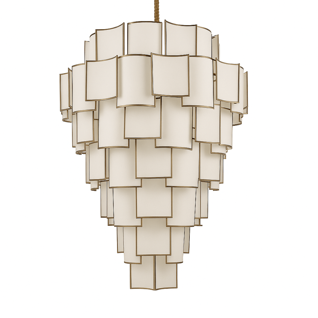 Elegant Hiraj chandelier by Residence Supply featuring intricate metalwork and warm lighting for sophisticated interior decor.