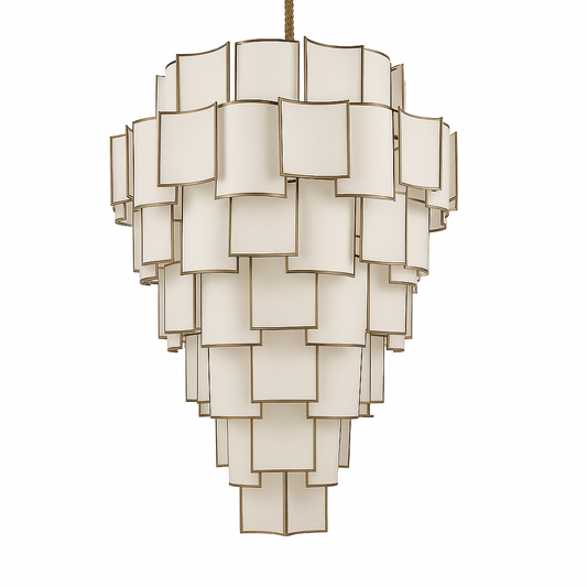 Elegant Hiraj chandelier by Residence Supply featuring intricate metalwork and warm lighting for sophisticated interior decor.