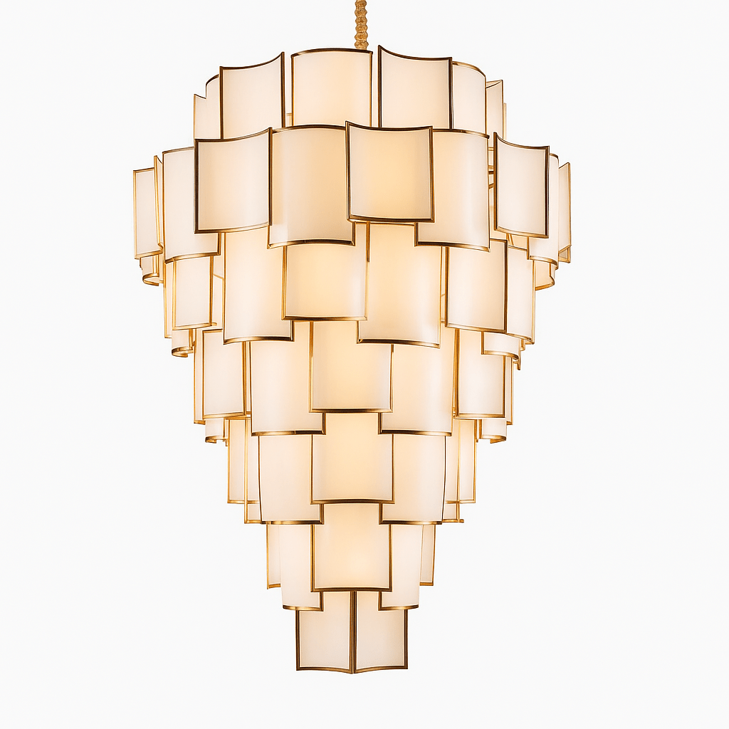 Hiraj chandelier by Residence Supply featuring intricate metalwork and multiple hanging light fixtures for elegant home lighting.
