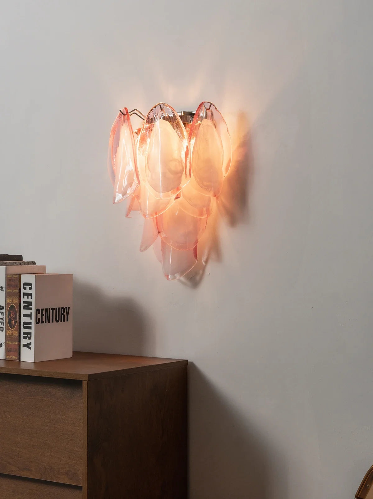 Pink Lotus Textured Glass Wall Sconce