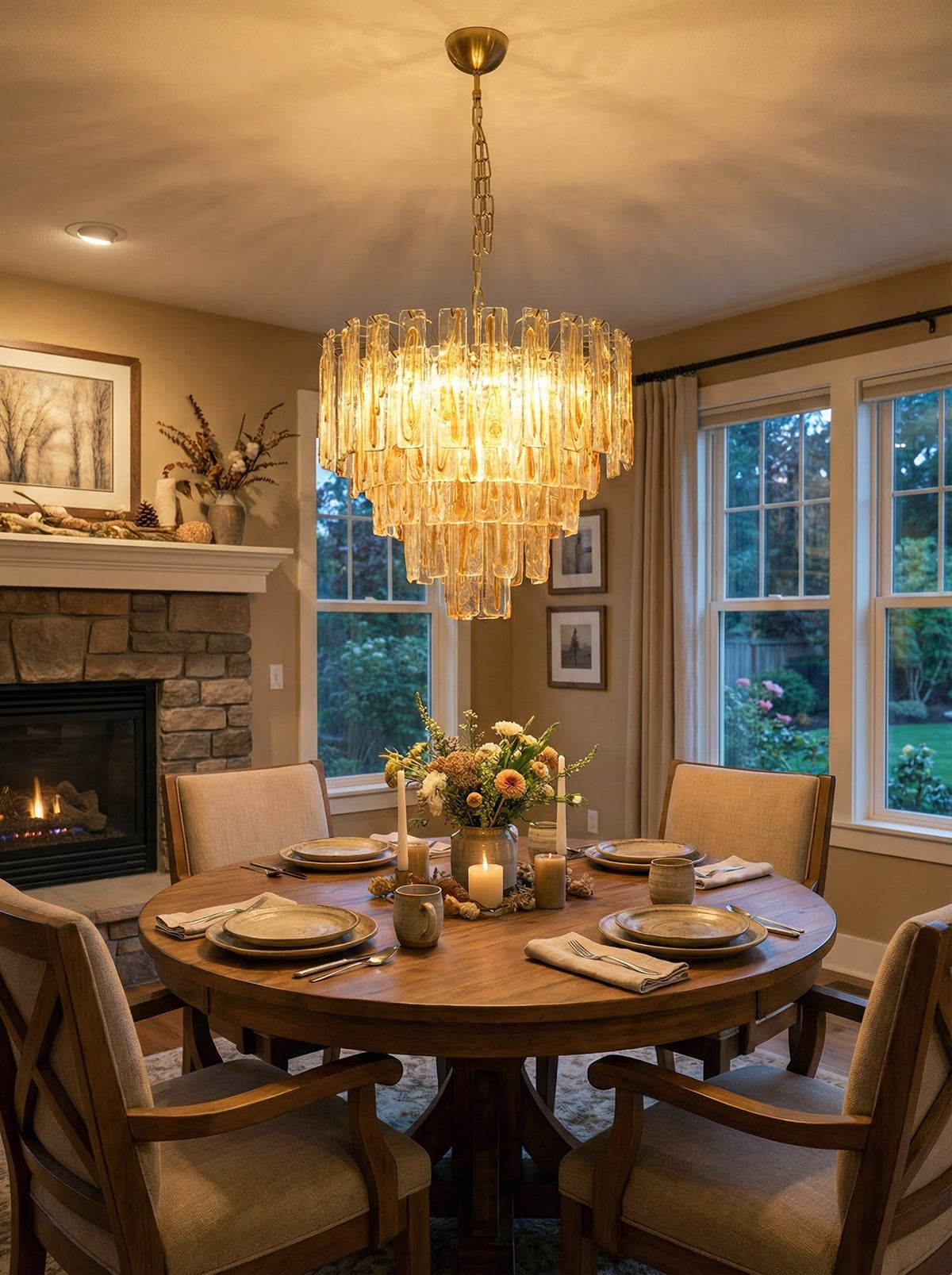 Honey Rectangular Glass Chandelier