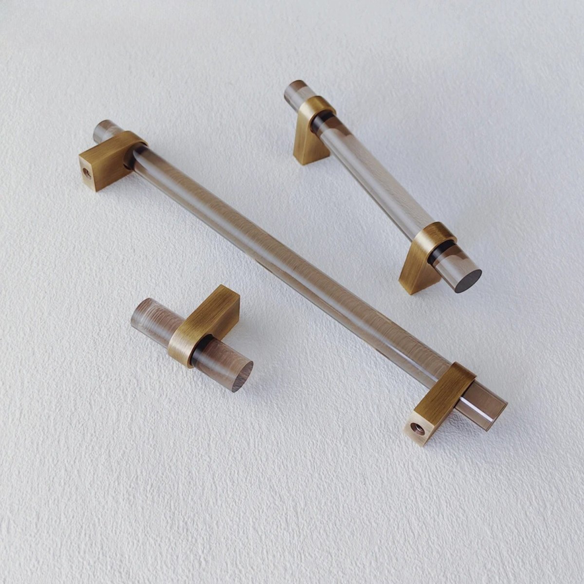 Hyle knob and pull bar in brushed metal finish, Residence Supply cabinet hardware for kitchen or furniture drawers and doors.