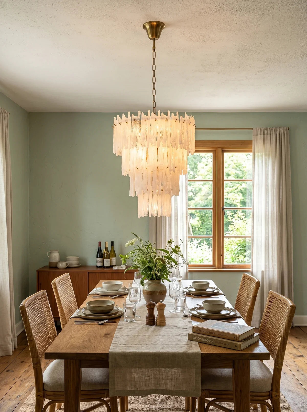 Icicle Waterfall Textured Glass Chandelier