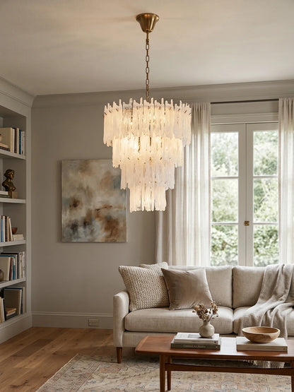 Icicle Waterfall Textured Glass Chandelier