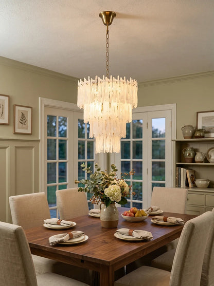 Icicle Waterfall Textured Glass Chandelier