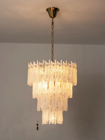 Icicle Waterfall Textured Glass Chandelier